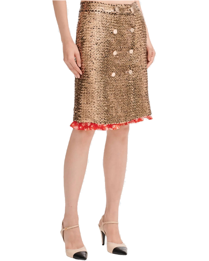 Оригінальна MIDI Skirt In Gold And Black Glitters Chanel