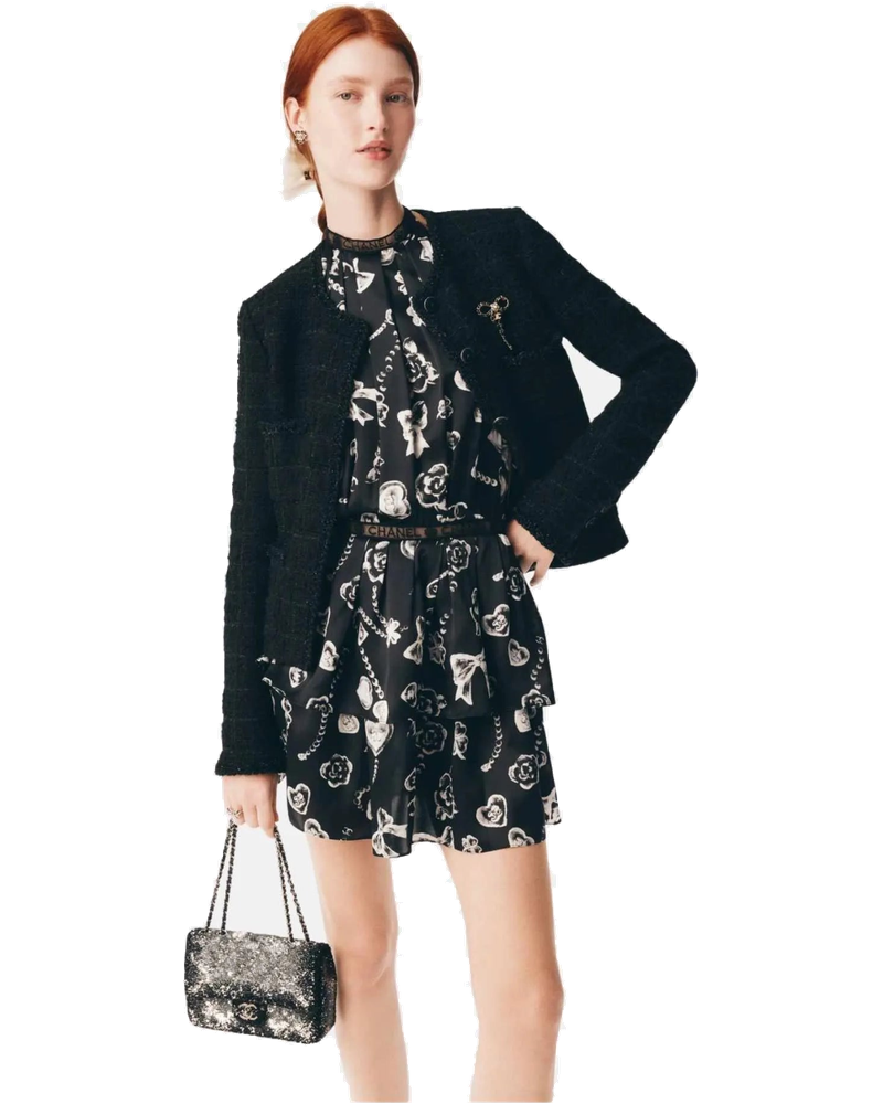 Оригінальна Dress In Printed Silk Satin Chanel