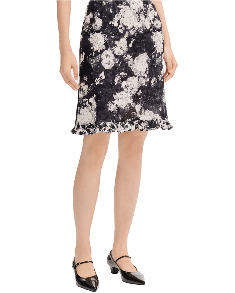 Skirt In Printed Silk Jacquard Black And White Chanel – Гарантія оригінальності