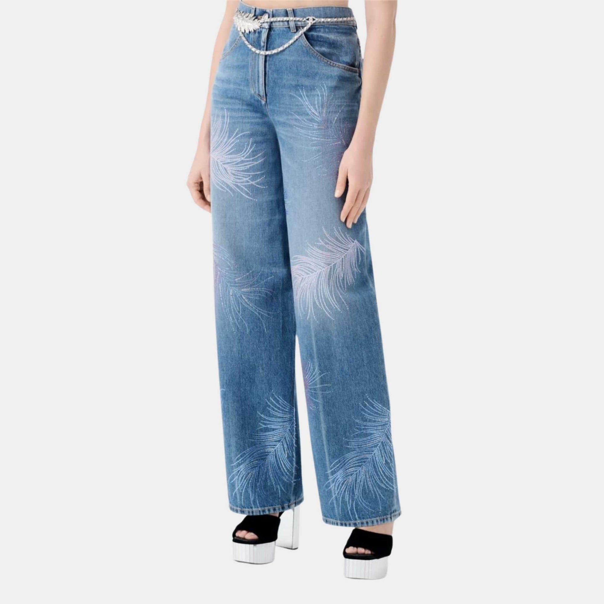 Embroidered Blue And Multicolour Denim Jeans Chanel – Гарантія оригінальності – боковий вид