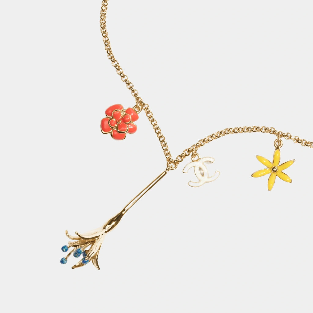 Floral Inspired Necklace In Metal & Resin Chanel – Гарантія оригінальності – вид ззаду