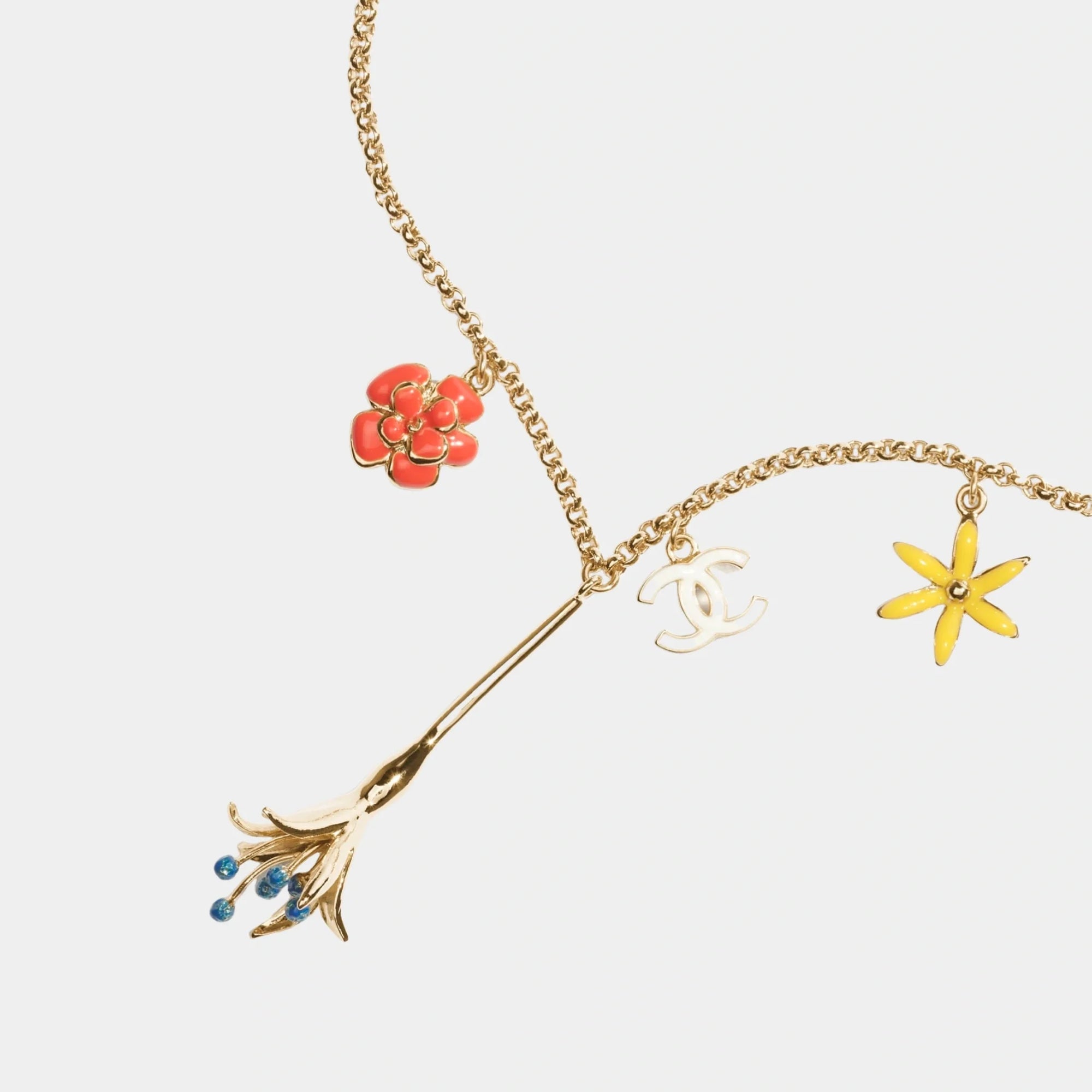 Floral Inspired Necklace In Metal & Resin Chanel – Гарантія оригінальності – вид ззаду