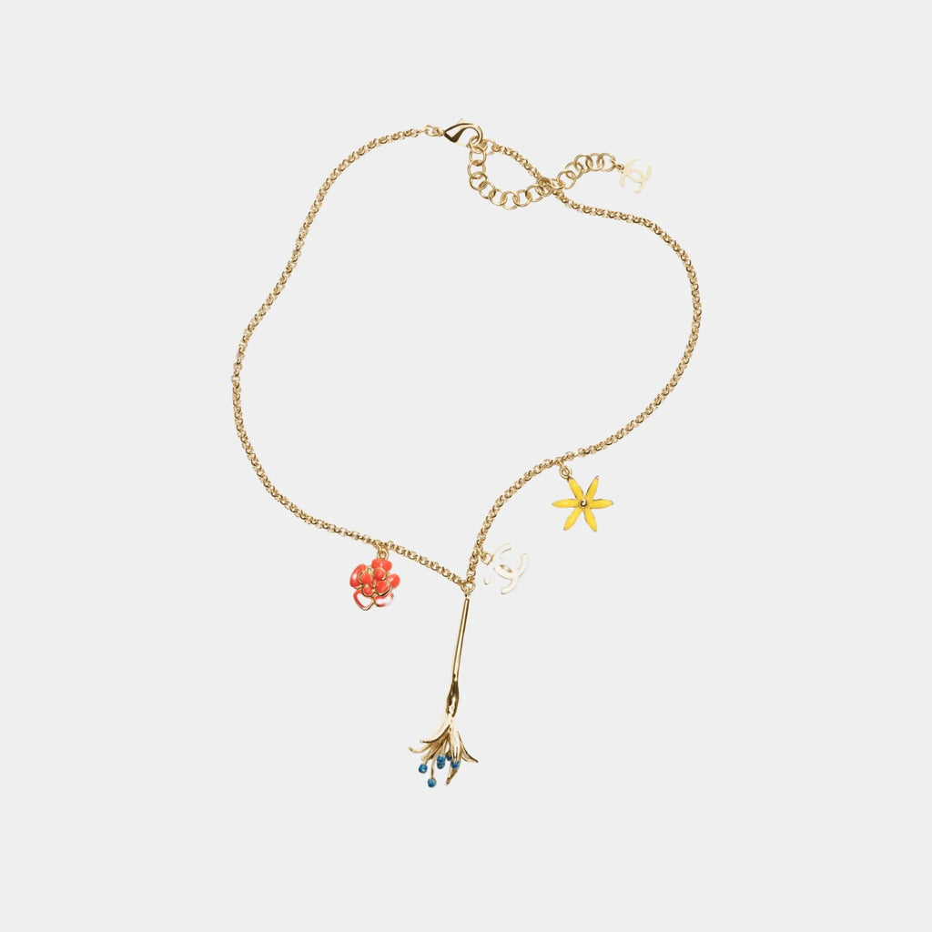Floral Inspired Necklace In Metal & Resin Chanel – Гарантія оригінальності – боковий вид