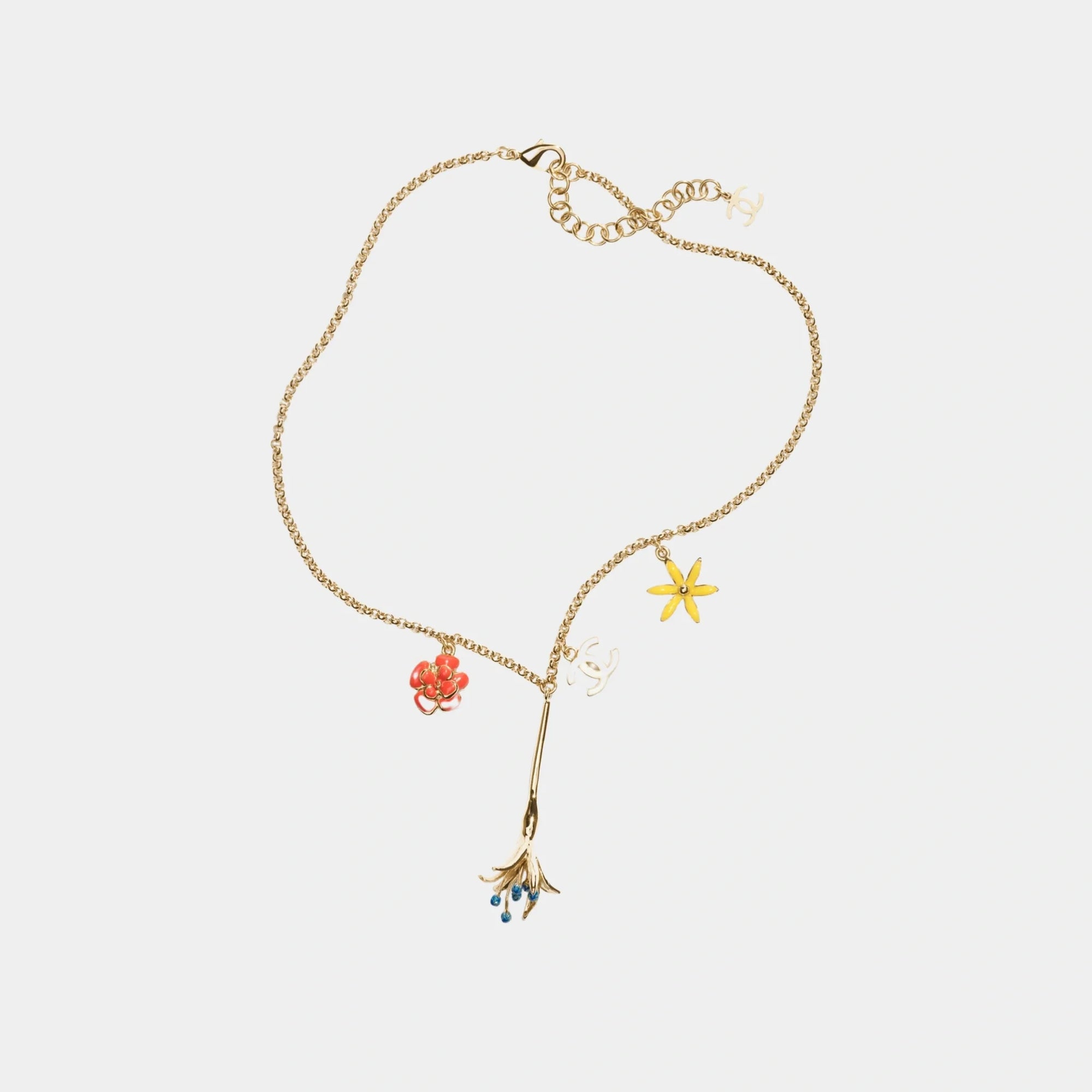 Floral Inspired Necklace In Metal & Resin Chanel – Гарантія оригінальності – боковий вид