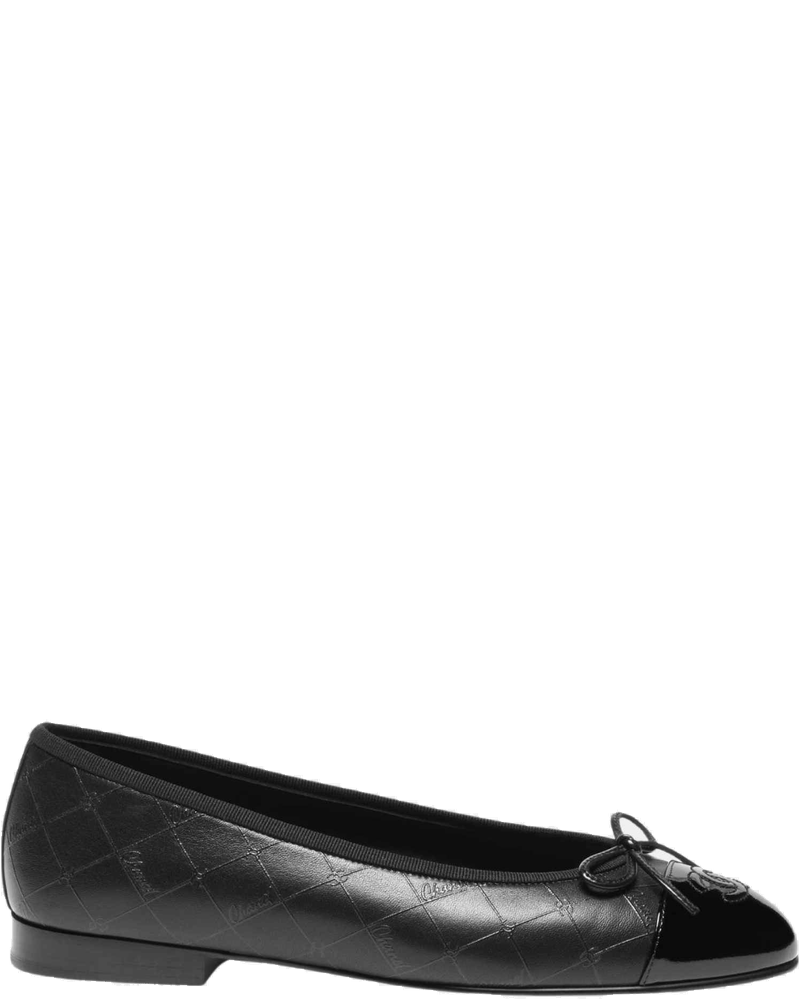 Оригінальна Ballet Flats Printed Lambskin And Patent Calfskin Black Chanel