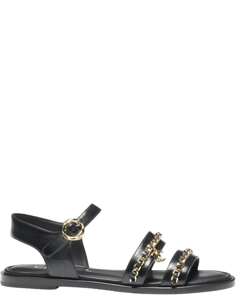 Sandals In Calfskin With Gold Plated Chains Chanel – Гарантія оригінальності