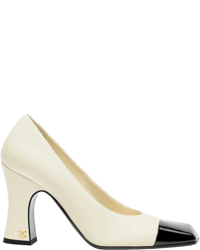 Pumps In Lambskin & Patent Calfskin Ivory & Black Chanel – Гарантія оригінальності