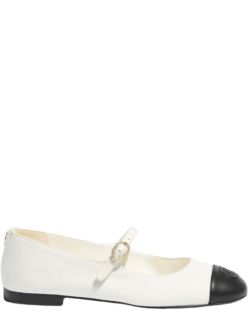 Оригінальна Mary Janes Cotton And Lambskin In White And Black Chanel
