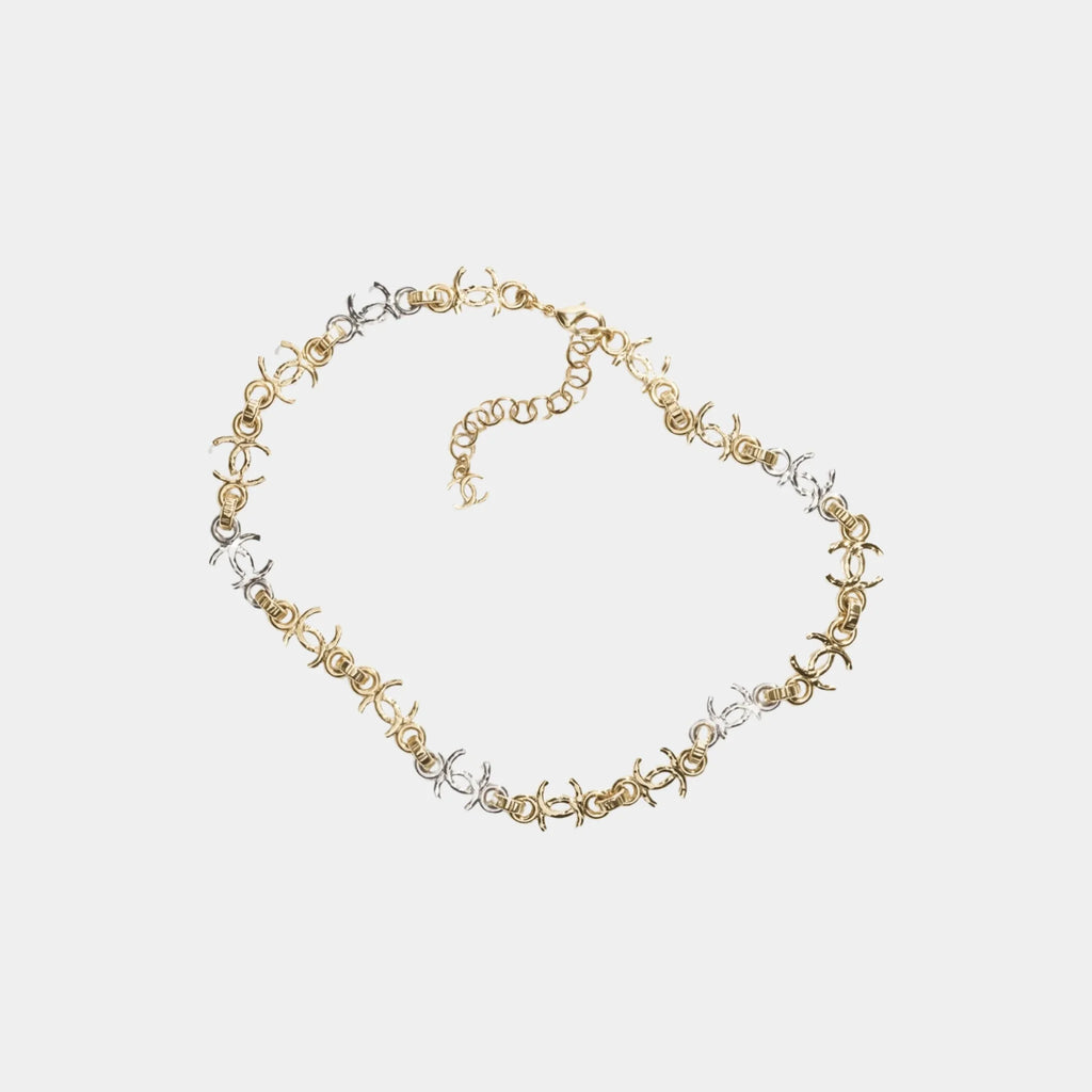 Gold And Silver Metal CC Chain Necklace Chanel – Гарантія оригінальності – боковий вид