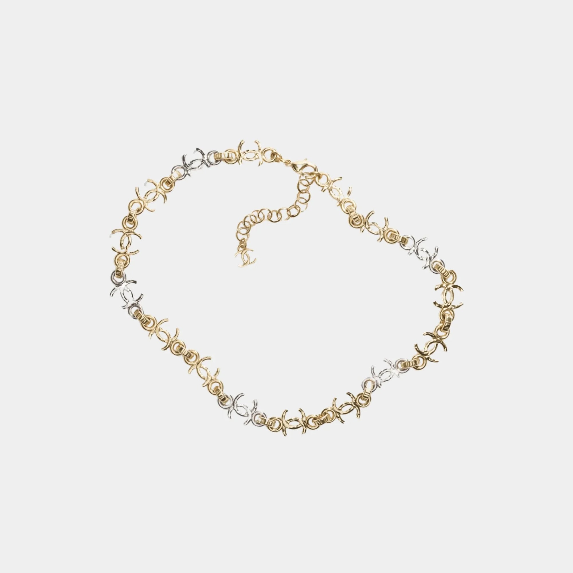 Gold And Silver Metal CC Chain Necklace Chanel – Гарантія оригінальності – боковий вид