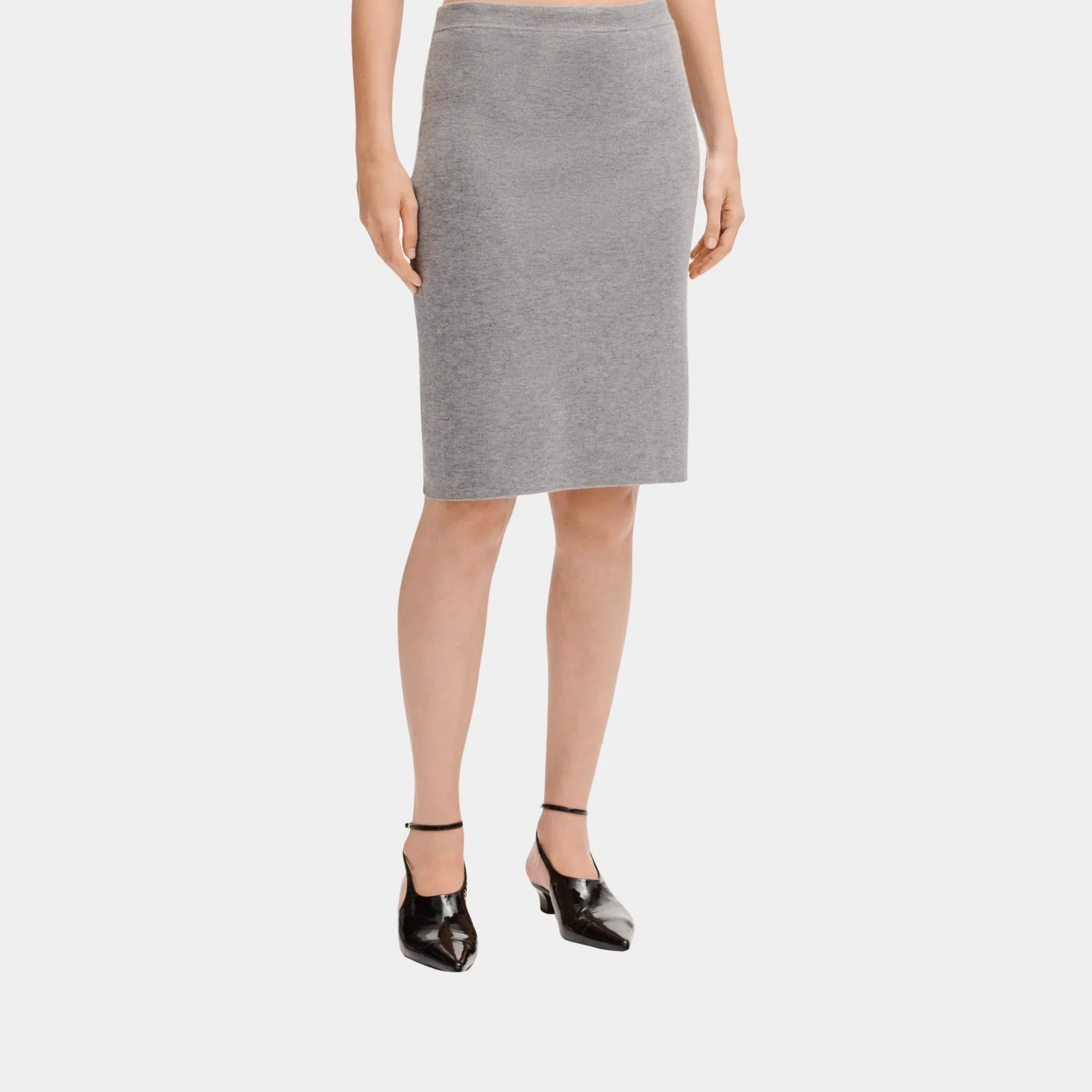 Grey MIDI Skirt In Cashmere And Silk Chanel оригінал – Купити в Україні – боковий вид