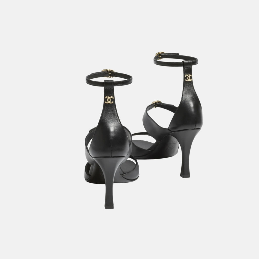 Heeled Sandals In Black Lambskin Chanel оригінал – Купити в Україні – вид ззаду