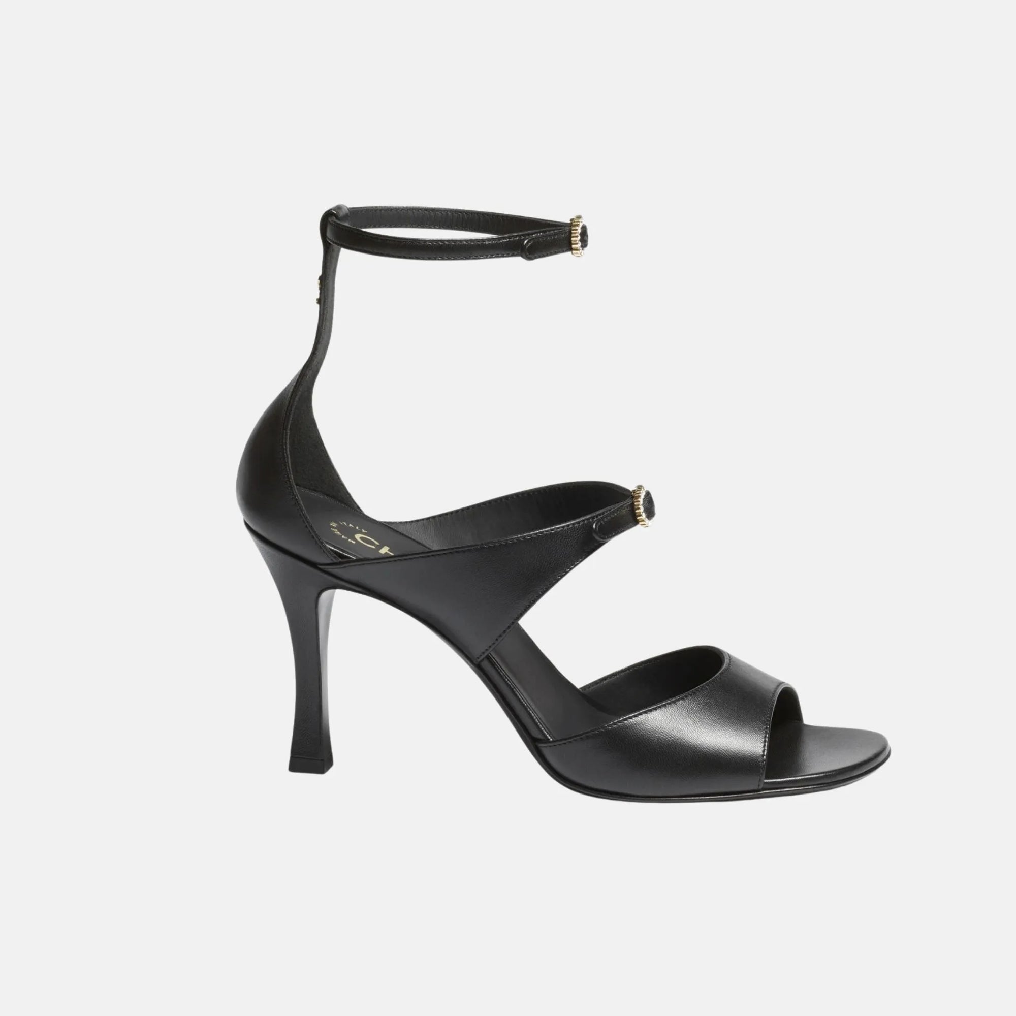 Heeled Sandals In Black Lambskin Chanel оригінал – Купити в Україні – боковий вид