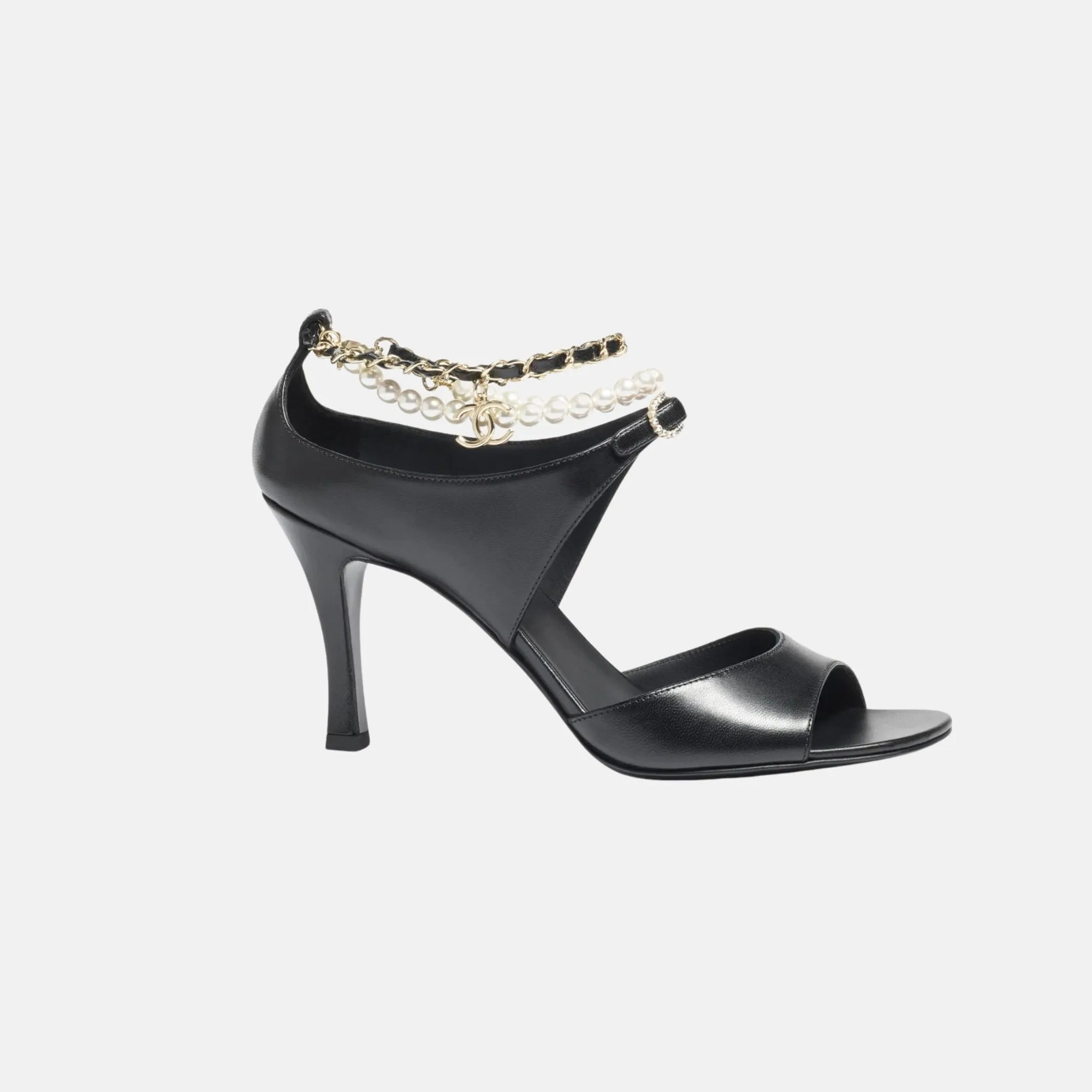 Heeled Sandals In Black Chanel оригінал – Купити в Україні – боковий вид