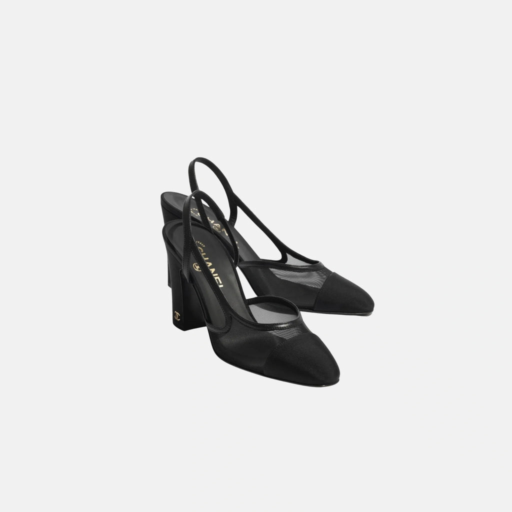 Heeled Slingbacks In Mesh And Grosgrain Chanel оригінал – Купити в Україні – вид ззаду