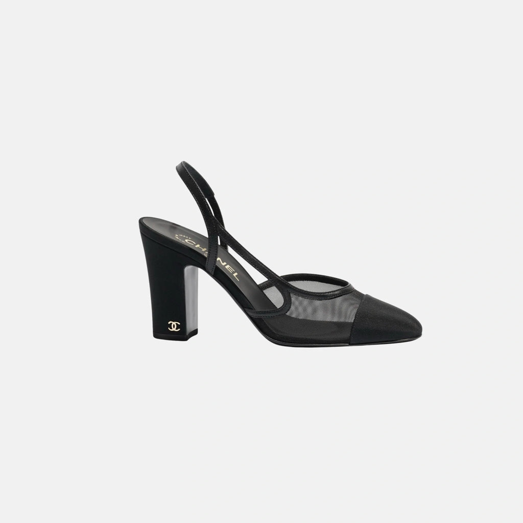 Heeled Slingbacks In Mesh And Grosgrain Chanel оригінал – Купити в Україні – боковий вид