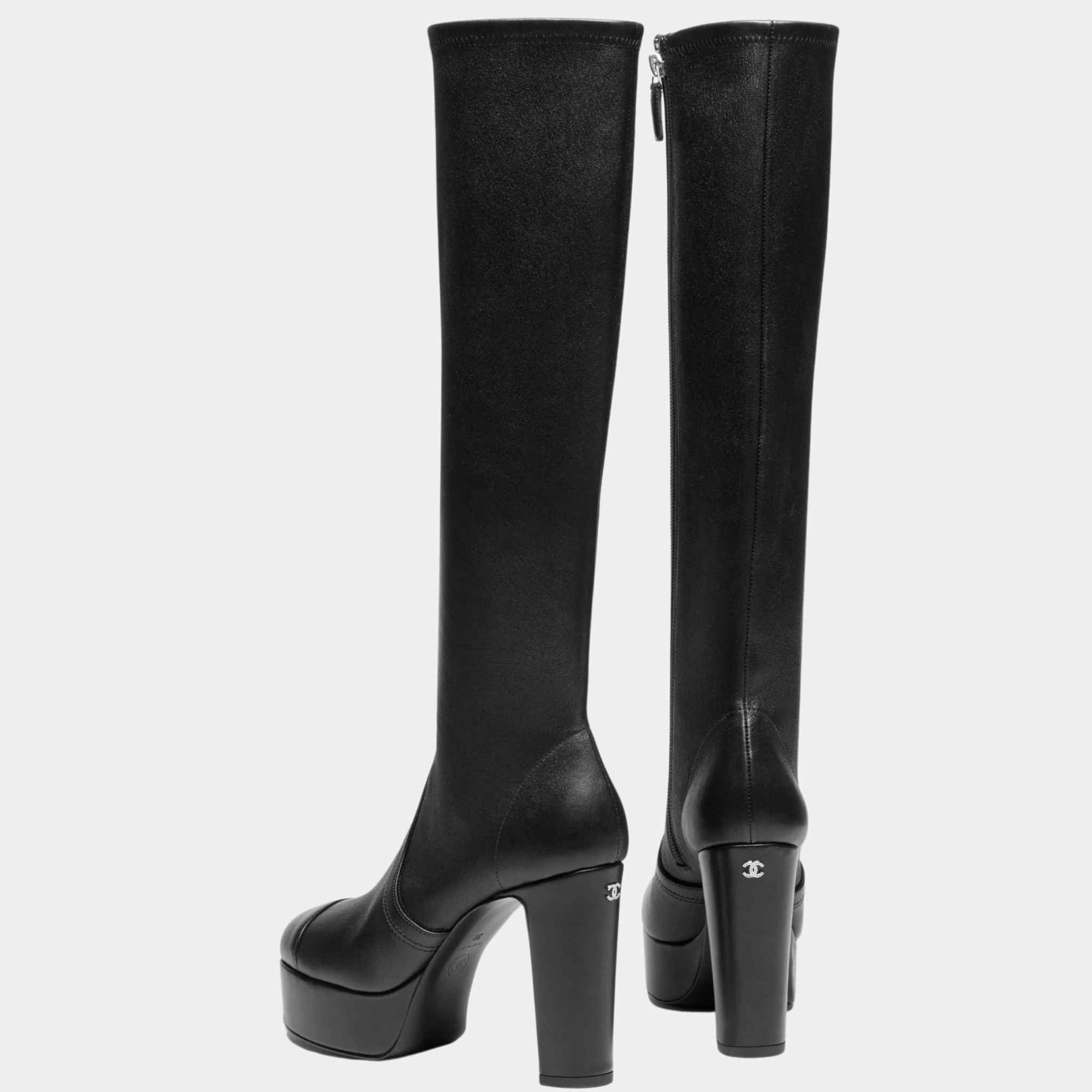 Оригінальна High Boots Stretch Lambskin And Lambskin Black Chanel – детальний вид