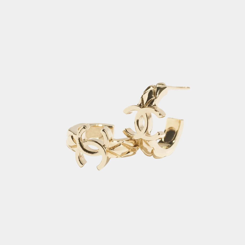 Hoop Earrings With Gold Metal CC Logo Chanel оригінал – Купити в Україні – вид ззаду