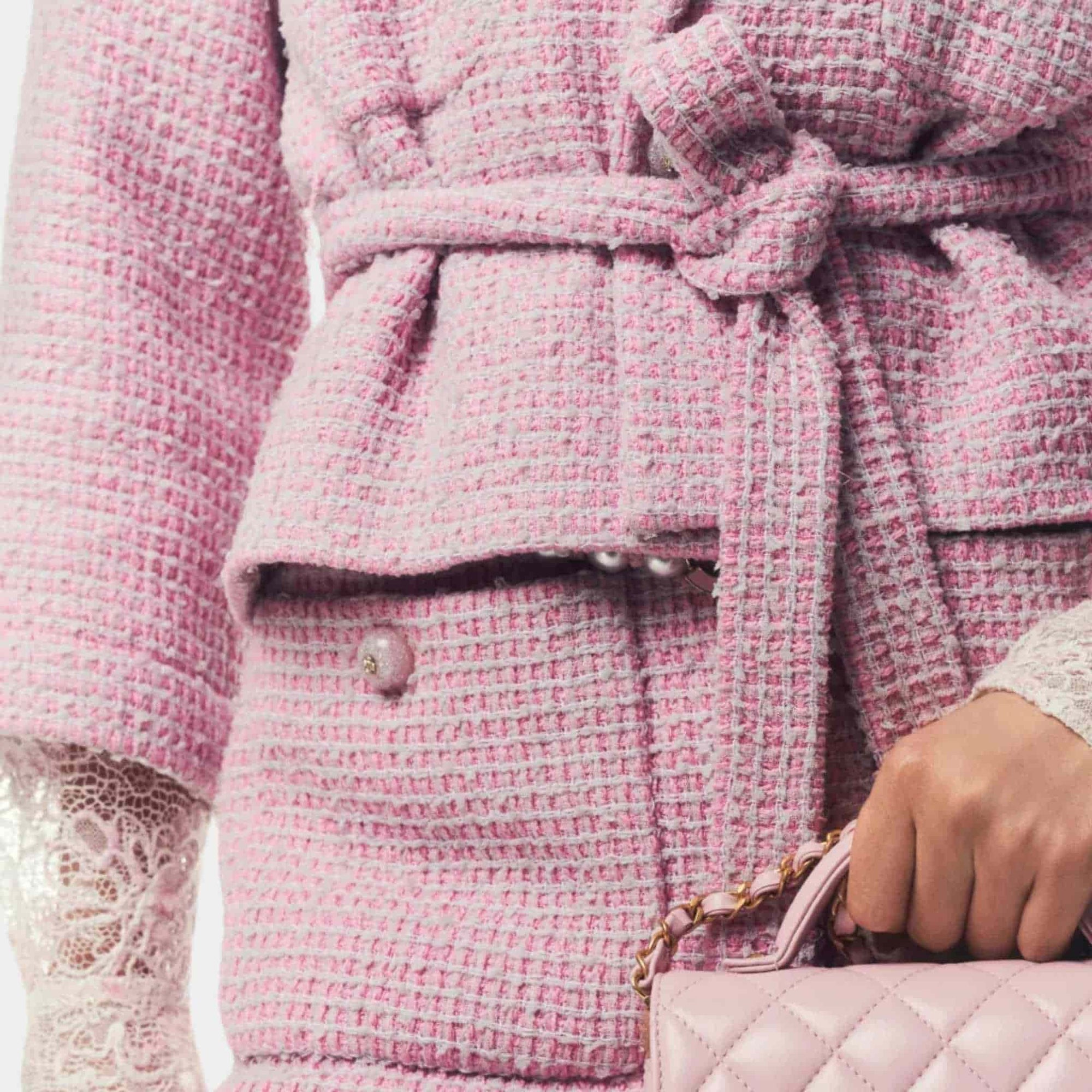 Оригінальна Jacket Cotton Tweed Light Pink Grey Chanel – детальний вид