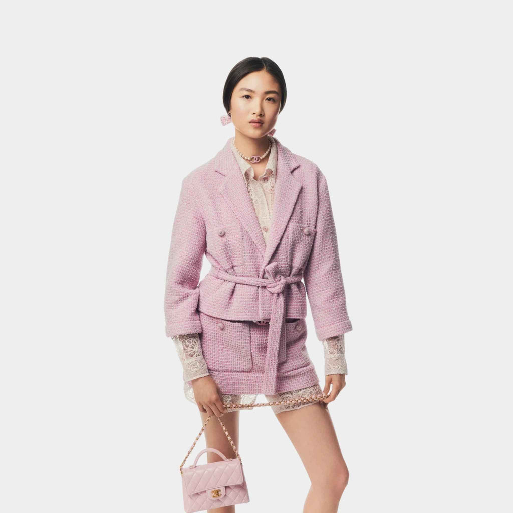 Оригінальна Jacket Cotton Tweed Light Pink Grey Chanel – вид ззаду
