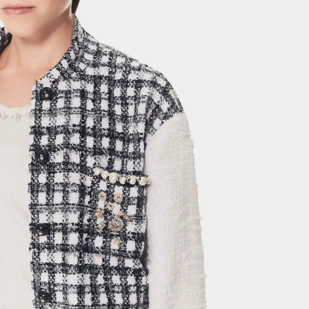 Jacket Cotton Tweed And Imitation Pearls White And Black Chanel оригінал – Купити в Україні – вид ззаду