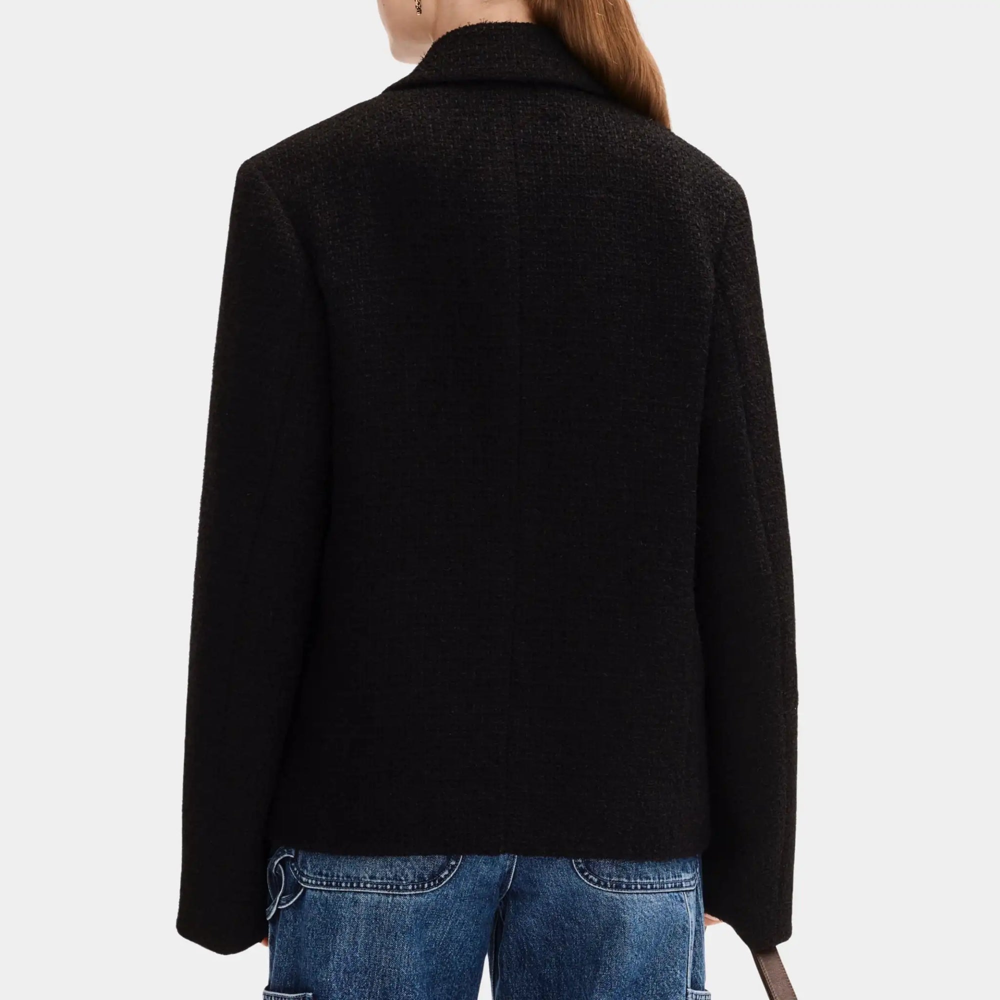 Jacket In Black Cotton Tweed Chanel – Гарантія оригінальності – вид ззаду