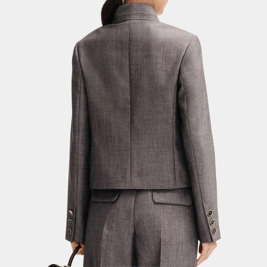 Jacket In Grey Wool Canvas Chanel – Гарантія оригінальності – вид ззаду