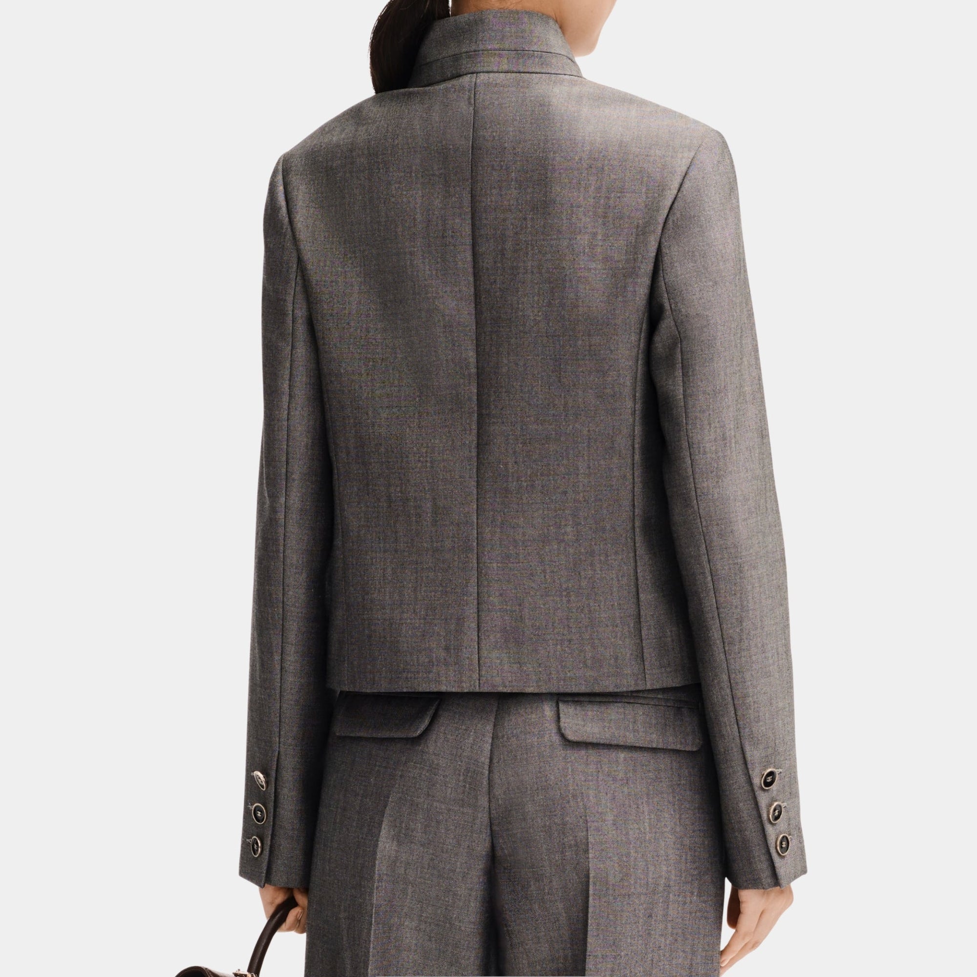 Jacket In Grey Wool Canvas Chanel – Гарантія оригінальності – вид ззаду