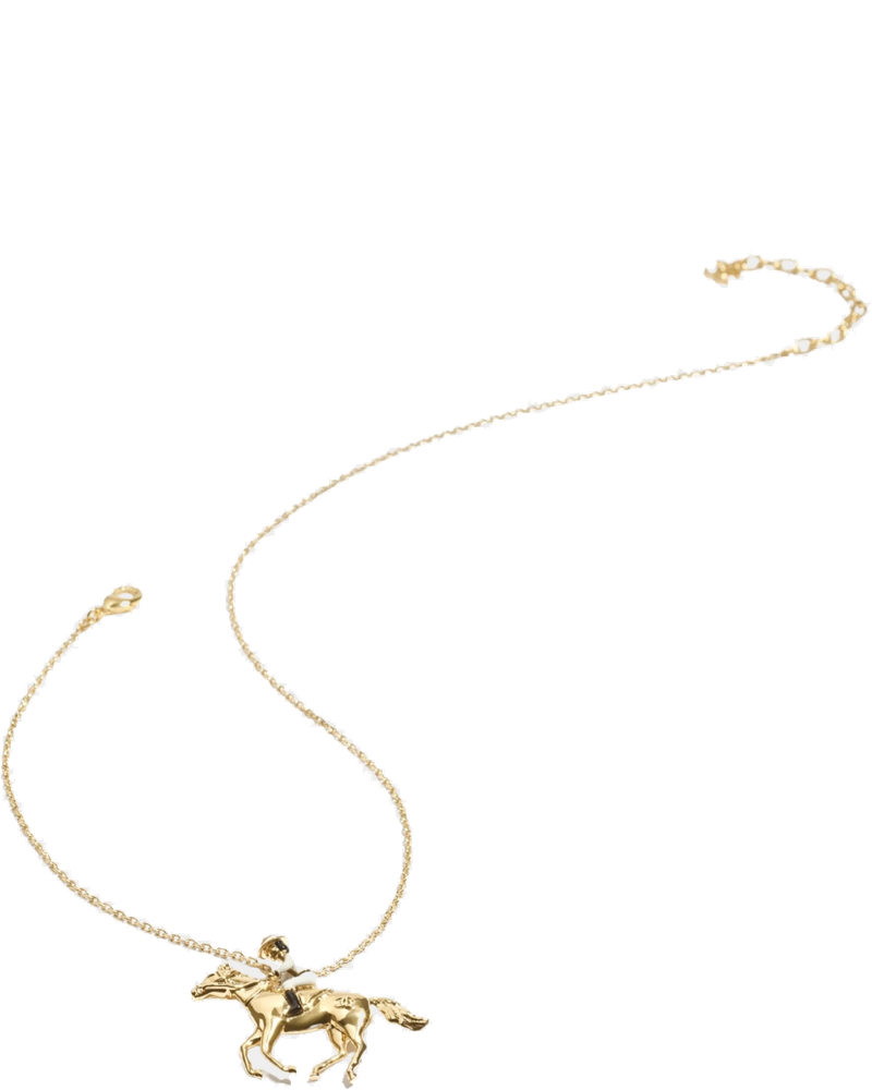 Long Pendant Horse Necklace Metal Gold White & Black Chanel оригінал – Купити в Україні