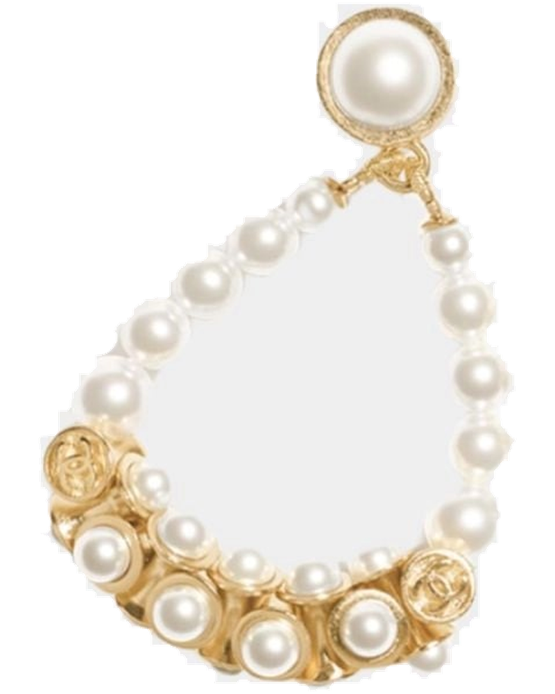 Pendant Earrings Metal & Glass Pearls Gold & Pearly White Chanel оригінал – Купити в Україні