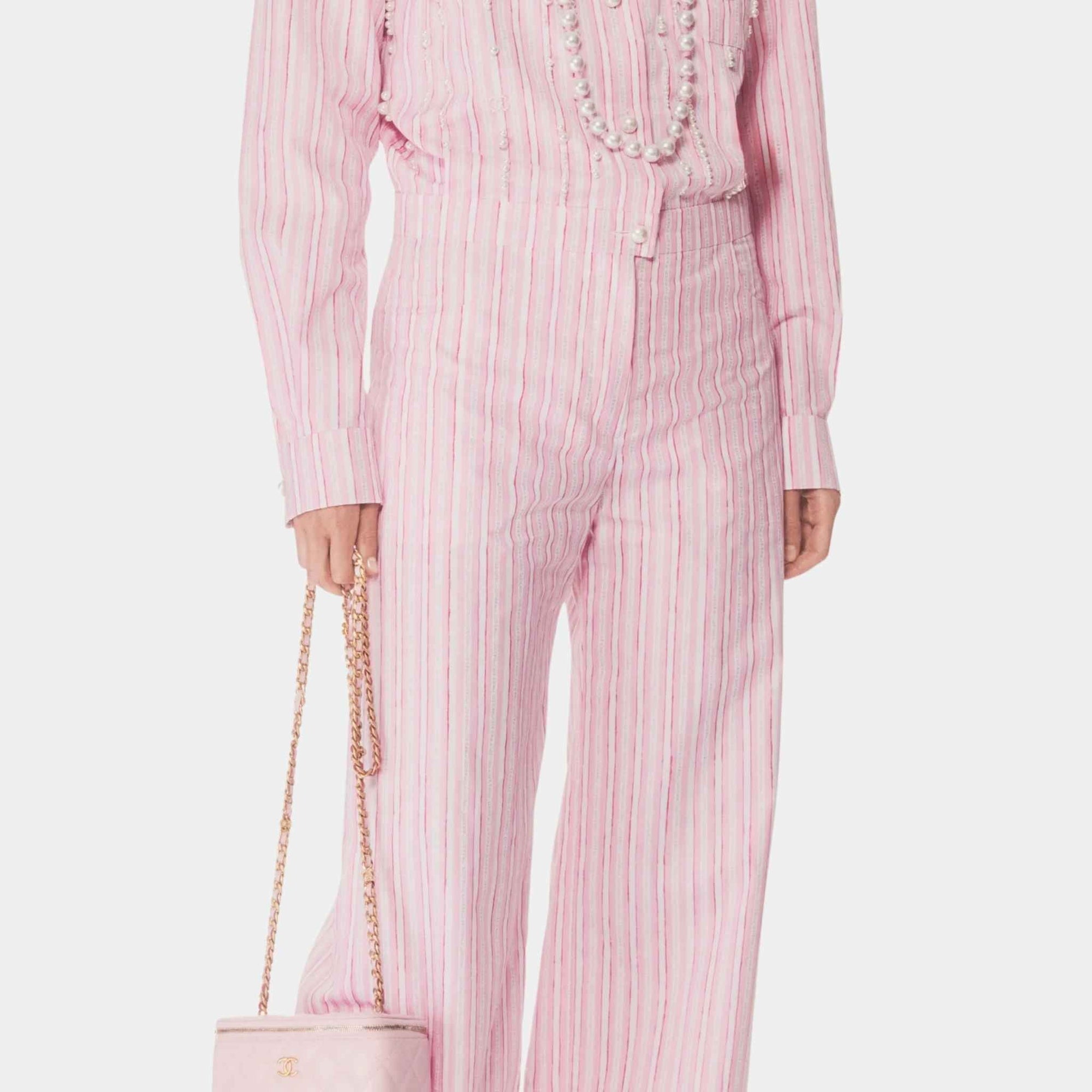 Оригінальна Jumpsuit Printed Cotton Poplin Light Pink White Dark Pink Chanel – детальний вид