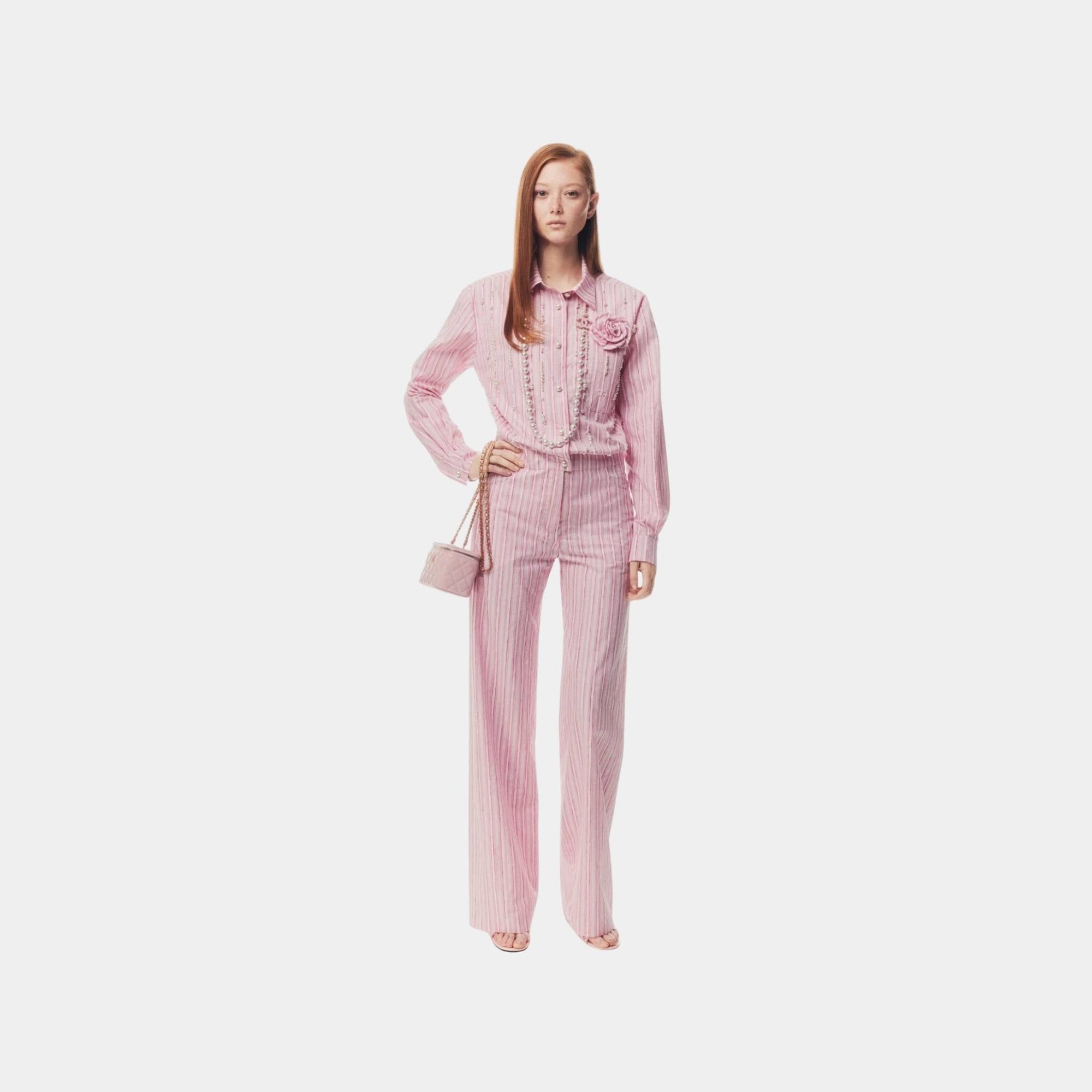 Оригінальна Jumpsuit Printed Cotton Poplin Light Pink White Dark Pink Chanel – боковий вид