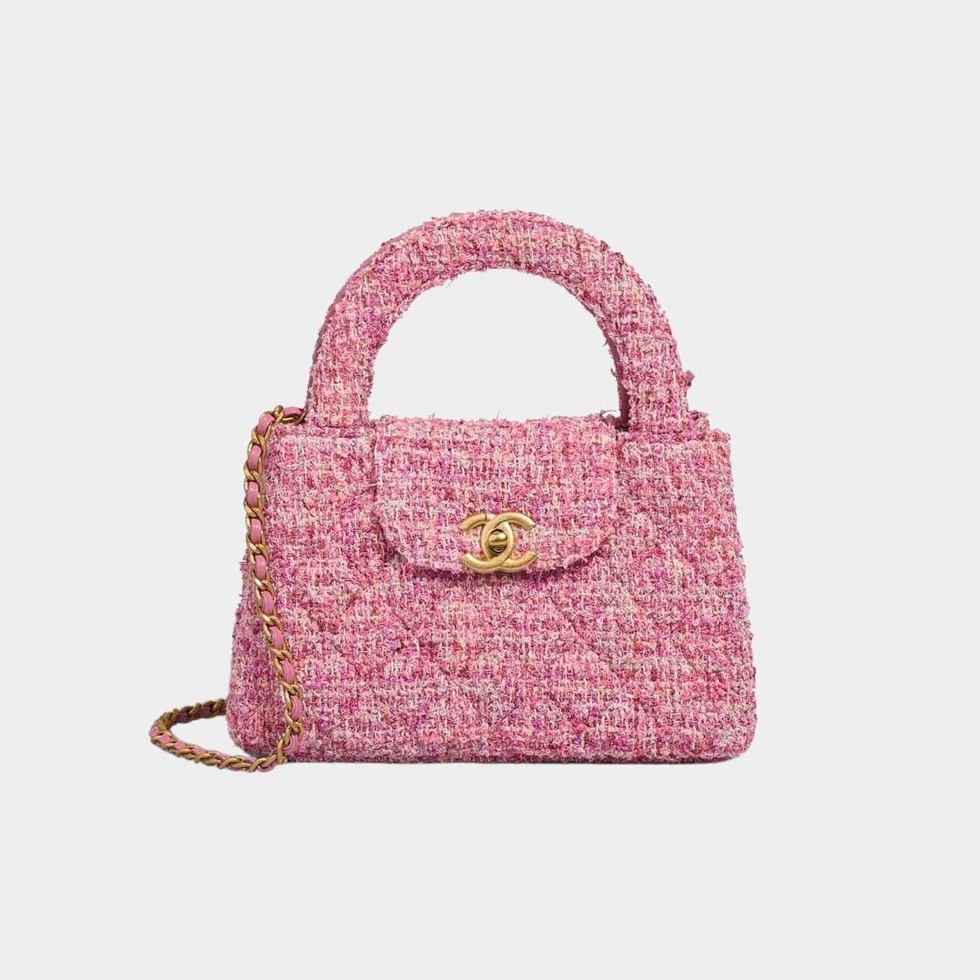 Kelly Medium Tweed Pink Chanel – Гарантія оригінальності – боковий вид
