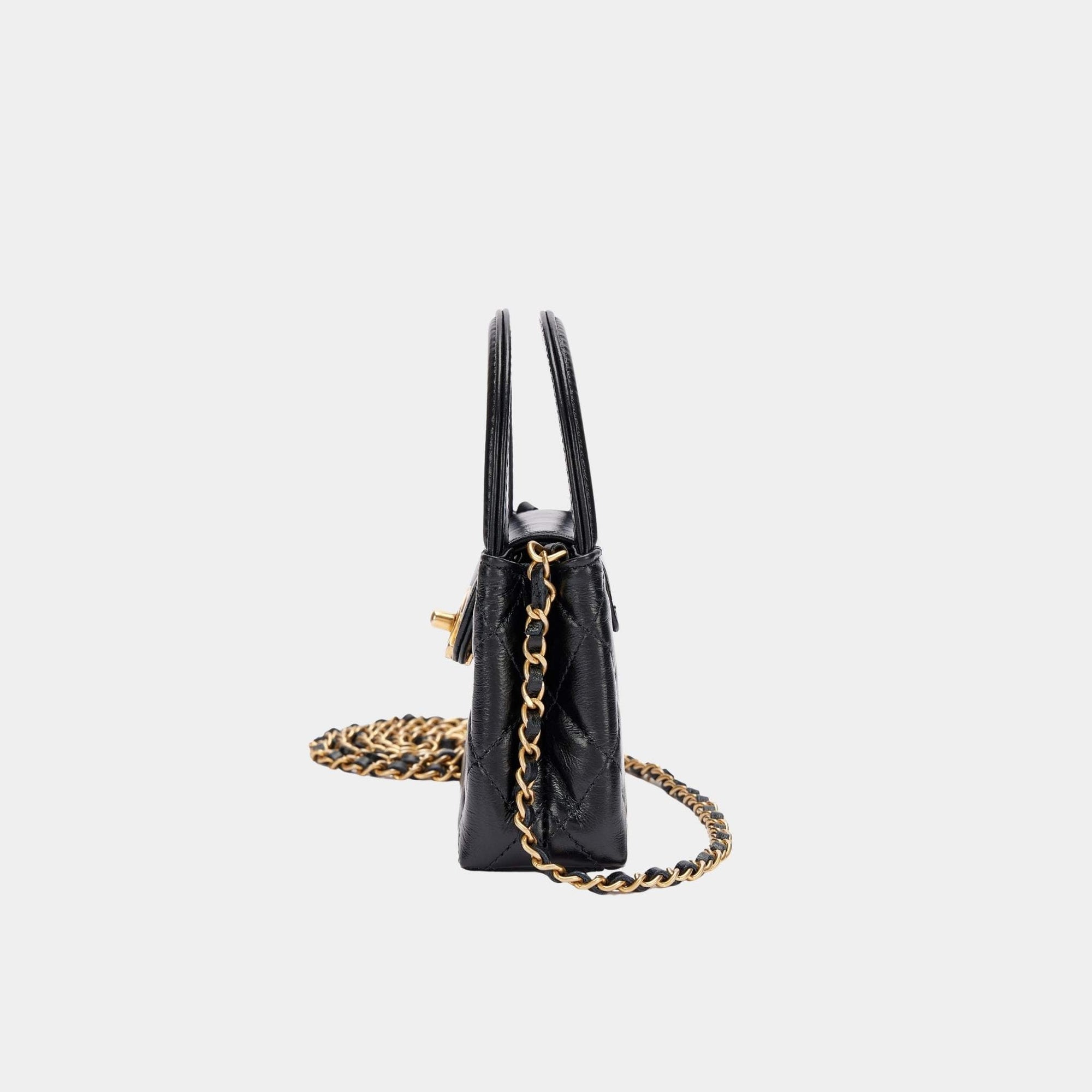Оригінальна Kelly Micro Aged Calf Black Chanel – вид ззаду