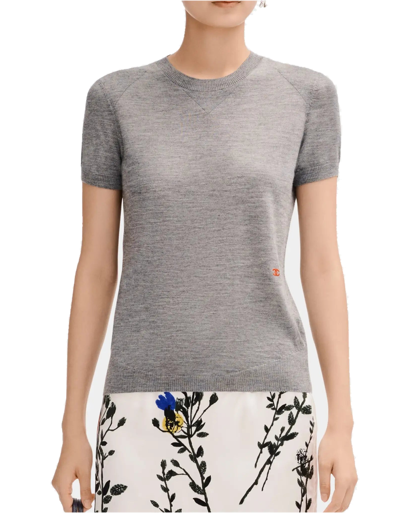 Short Sleeved Top In Grey Cashmere And Silk Chanel – Гарантія оригінальності