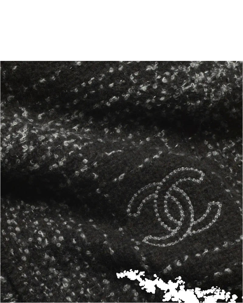 Scarf Cashmere & Wool Dark Gray White & Silver Chanel – Гарантія оригінальності