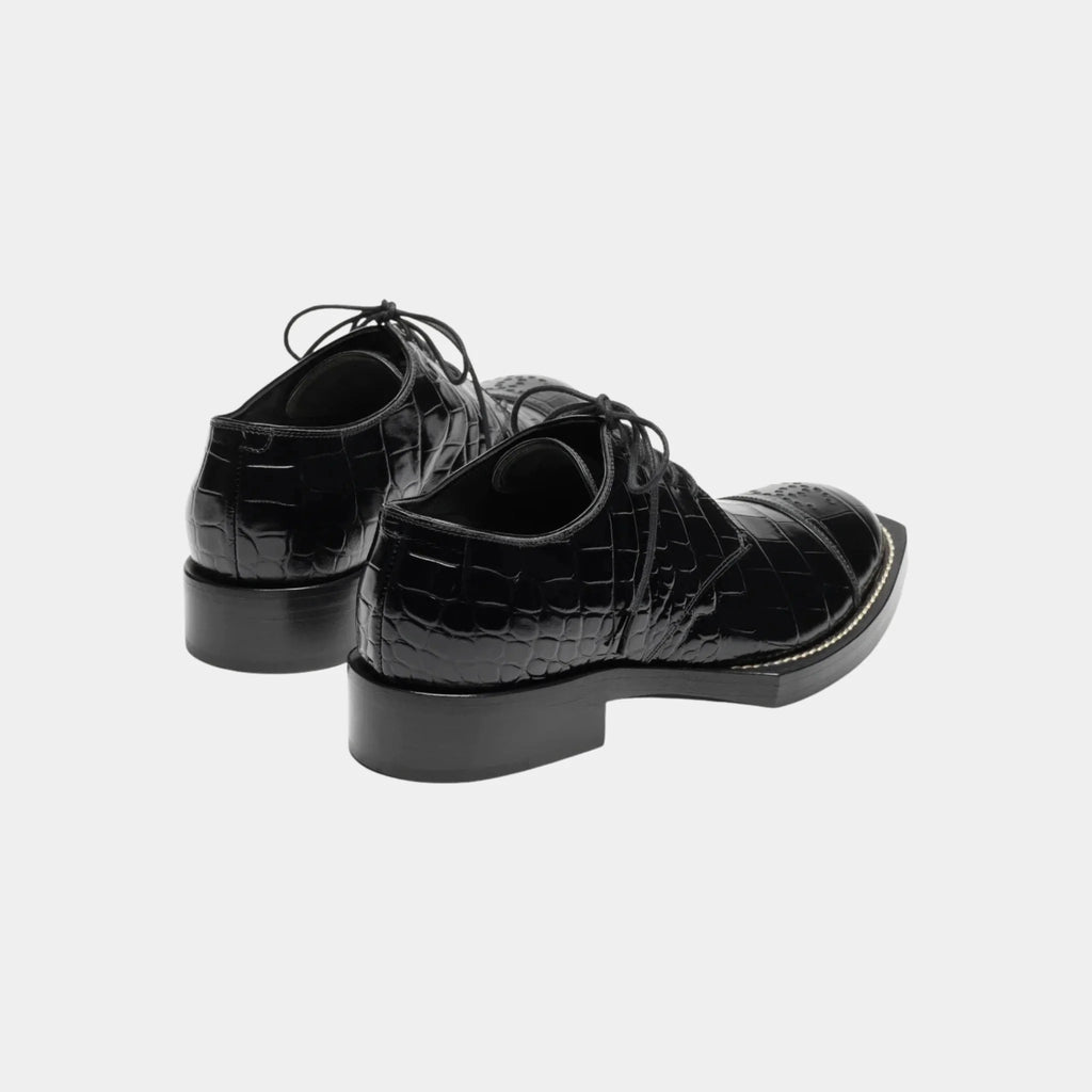 Lace-Up Shoes In Crocodile Embossed Patent Calfskin Chanel – Гарантія оригінальності – вид ззаду