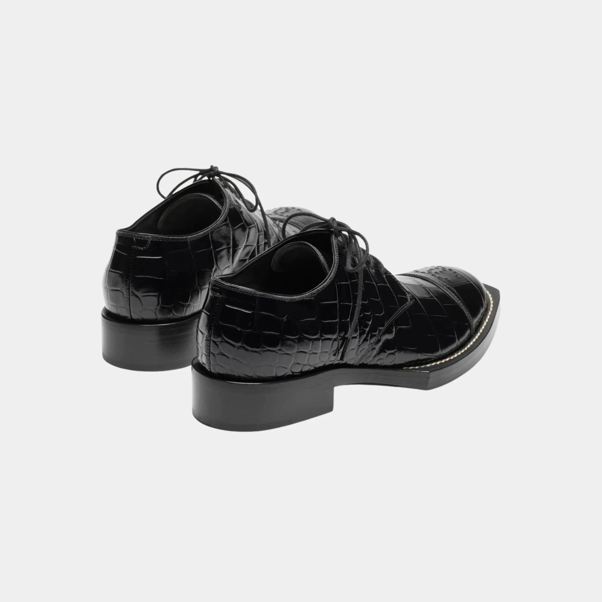 Lace-Up Shoes In Crocodile Embossed Patent Calfskin Chanel – Гарантія оригінальності – вид ззаду