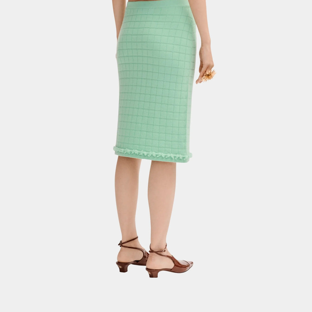 Оригінальна Light Green Skirt In Cashmere Chanel – вид ззаду