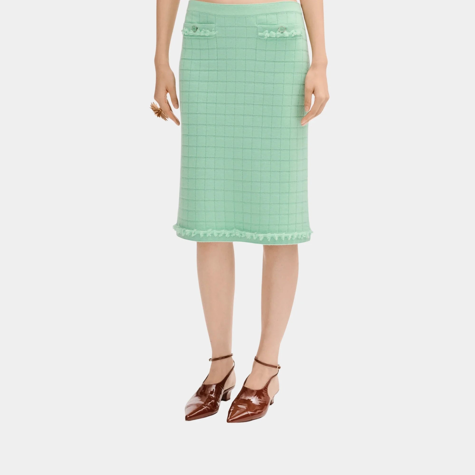 Оригінальна Light Green Skirt In Cashmere Chanel – боковий вид