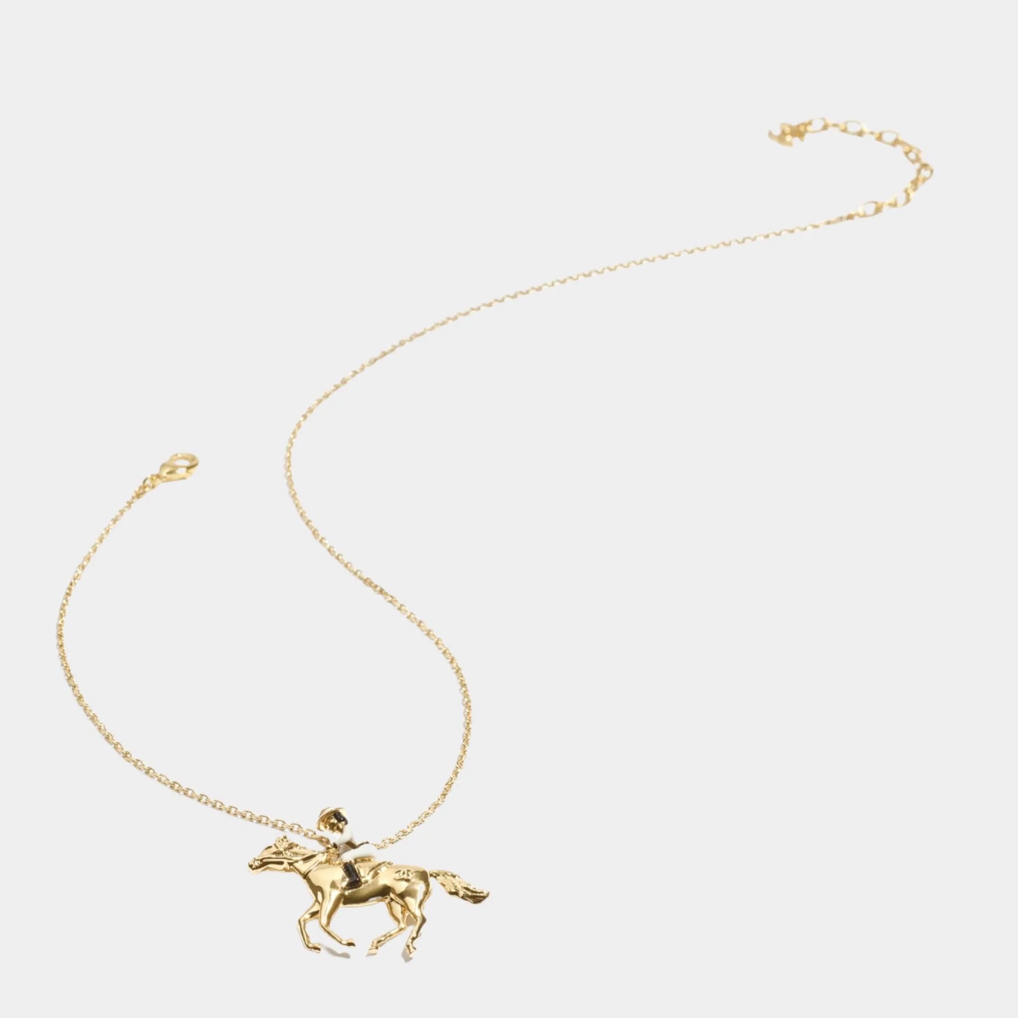 Long Pendant Horse Necklace Metal Gold White & Black Chanel оригінал – Купити в Україні – боковий вид