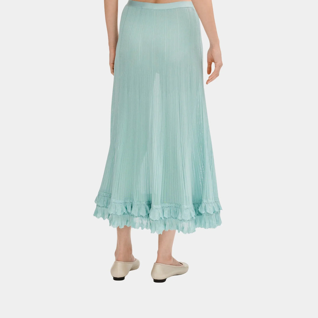 Оригінальна Long Skirt In Light Blue Silk Chanel – вид ззаду