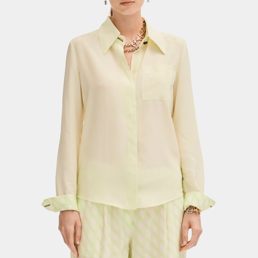 Long Sleeved Shirt In Silk Crepe Chanel – Гарантія оригінальності – боковий вид