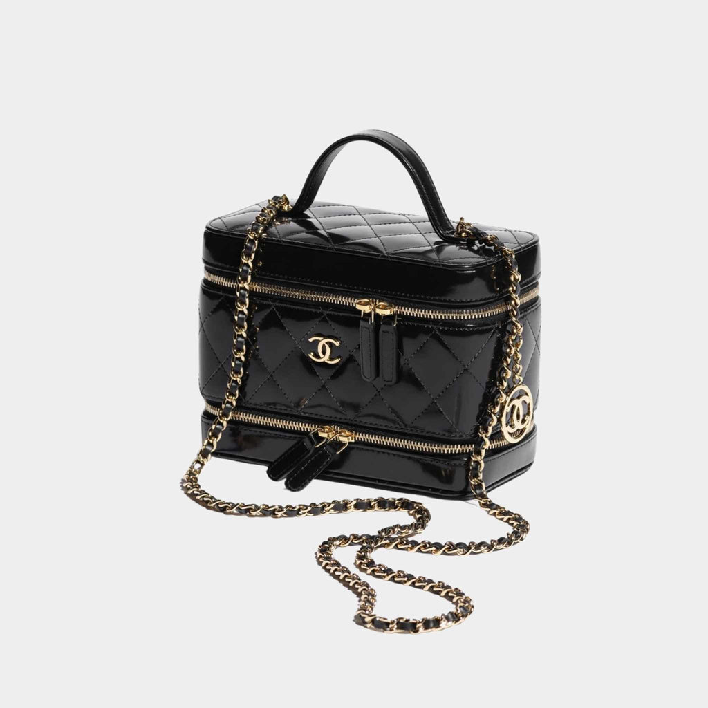 Оригінальна Long Vanity With Chain In Shiny Calfskin Chanel – вид ззаду