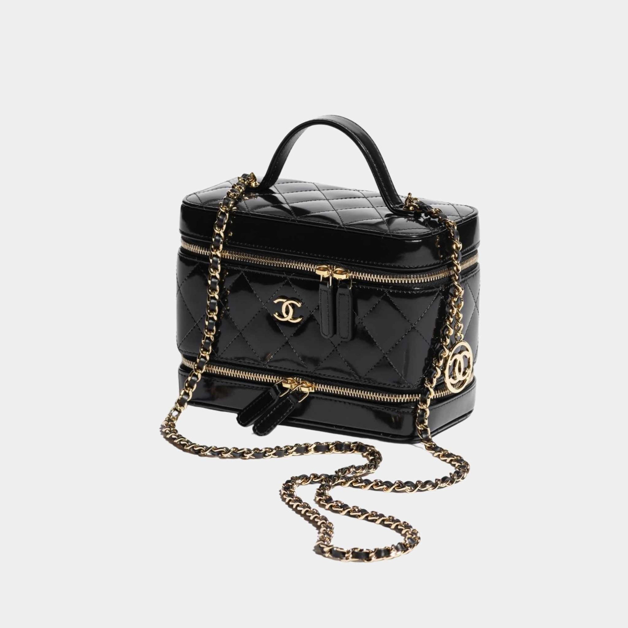 Оригінальна Long Vanity With Chain In Shiny Calfskin Chanel – вид ззаду