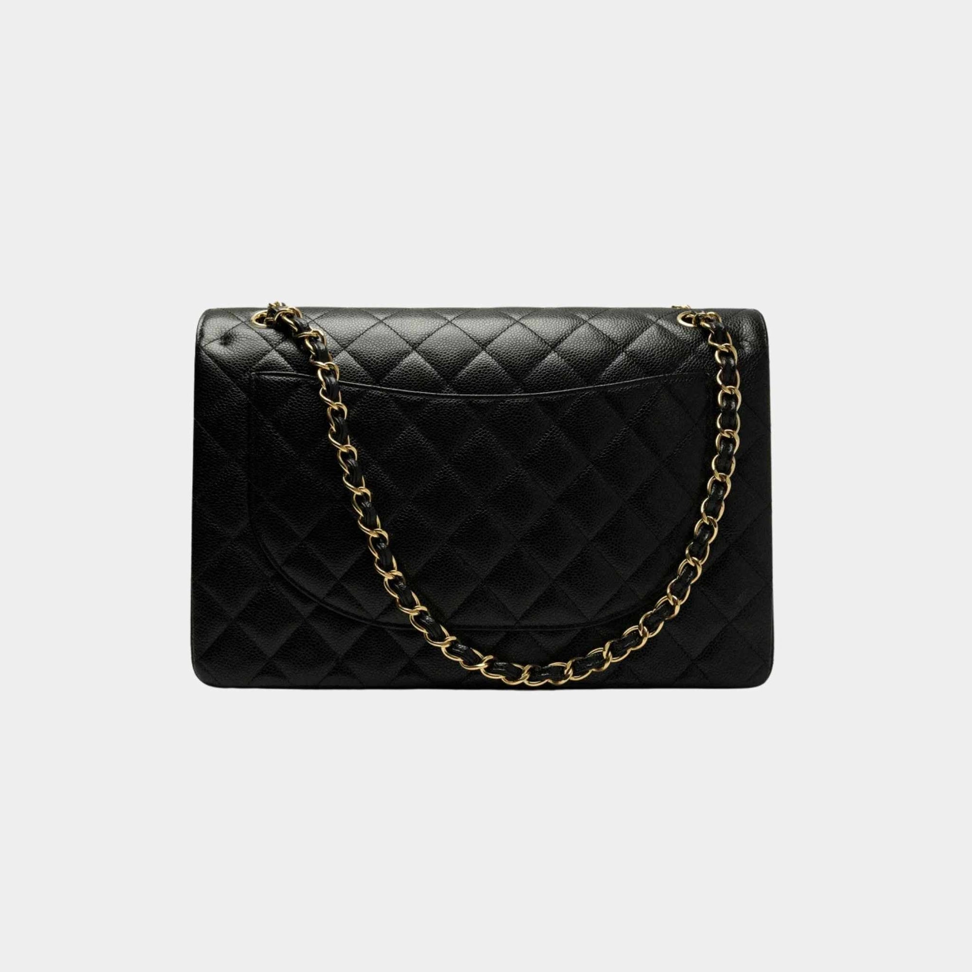Maxi Classic Handbag Grained Calfskin Gold Tone Metal Black Chanel – Гарантія оригінальності – детальний вид