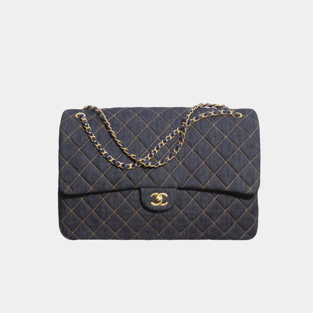 Оригінальна Maxi Flapbag Demin & Gold Tone Metal Chanel – боковий вид