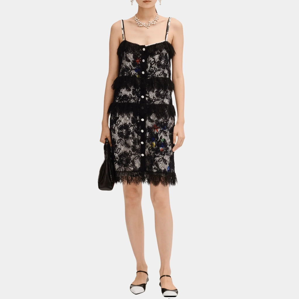 Оригінальна MIDI Dress In Black Lace Chanel – боковий вид