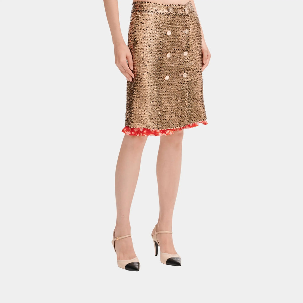 Оригінальна MIDI Skirt In Gold And Black Glitters Chanel – боковий вид