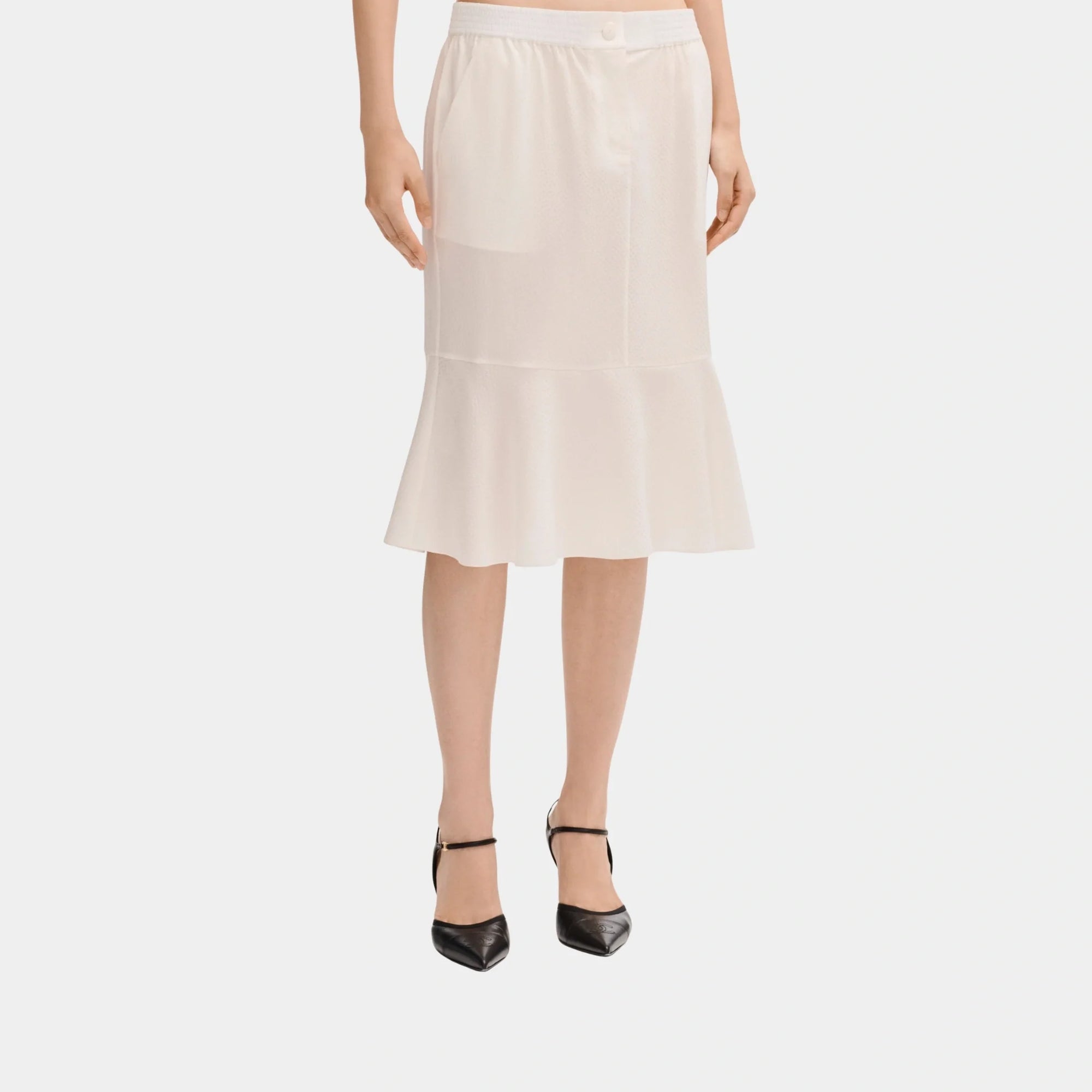 MIDI Skirt In White Silk Jacquard Chanel оригінал – Купити в Україні – боковий вид